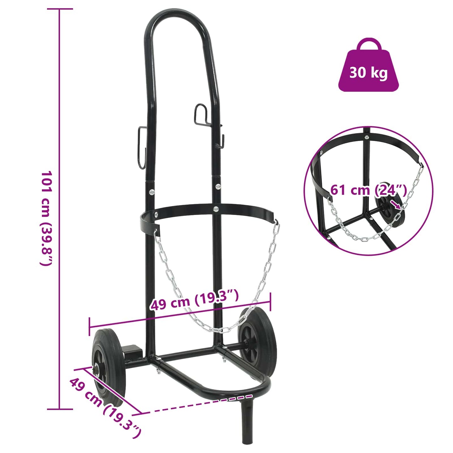 vidaXL Χειροκίνητο Καρότσι Μαύρο και Κόκκινο 49 x 49 x 101 εκ Ατσάλι