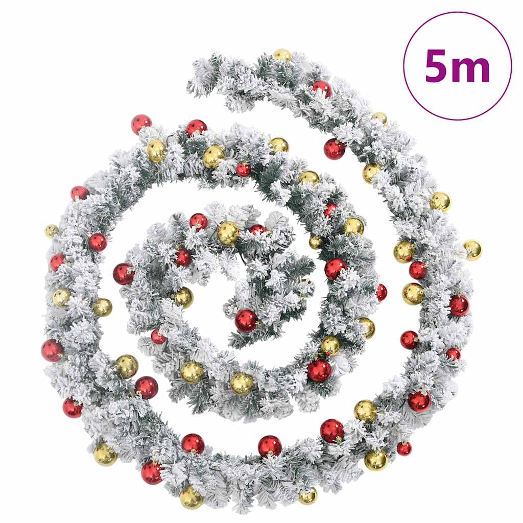 vidaXL Χριστουγεννιάτικη γιρλάντα με μπιχλιμπίδια φώτα LED Πράσινο 5 m