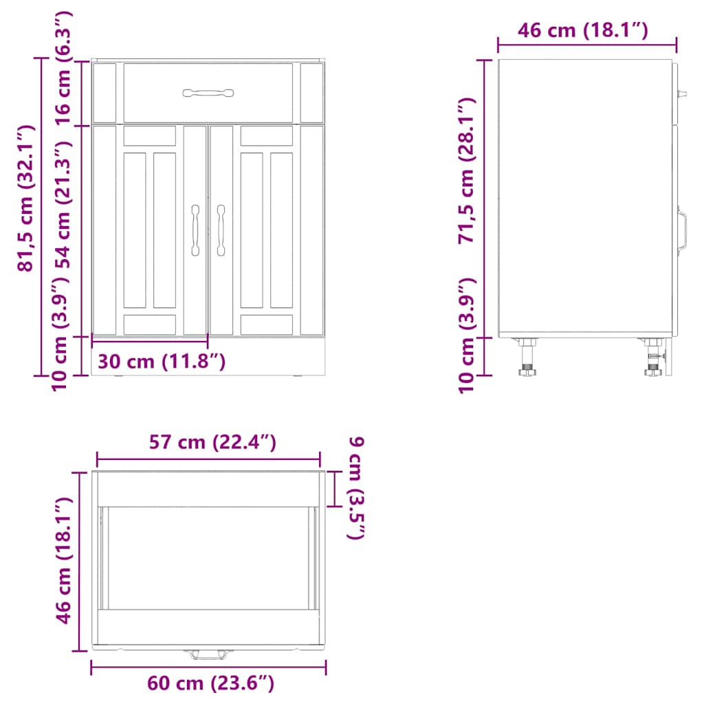 vidaXL ντουλάπι βάσης κουζίνας Lucca Καπνιστή βελανιδιά