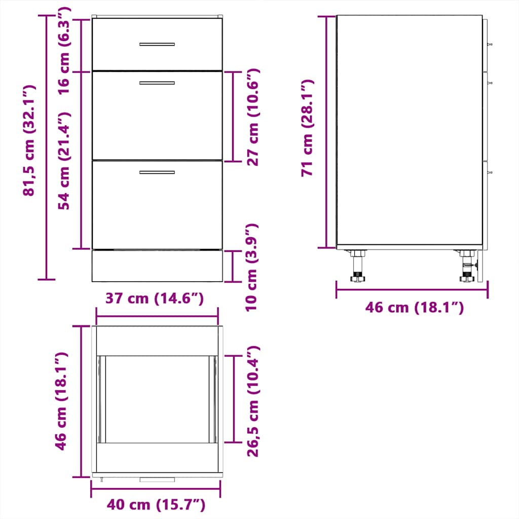 vidaXL Ντουλάπι "Lyon" Καπνιστή Δρυς 40x46x81,5 εκ. από Τεχνητό Ξύλο