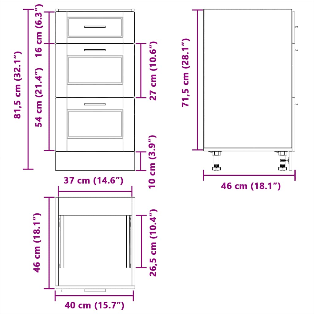 vidaXL ντουλάπι βάσης κουζίνας Porto Λευκό κατασκευασμένο ξύλο