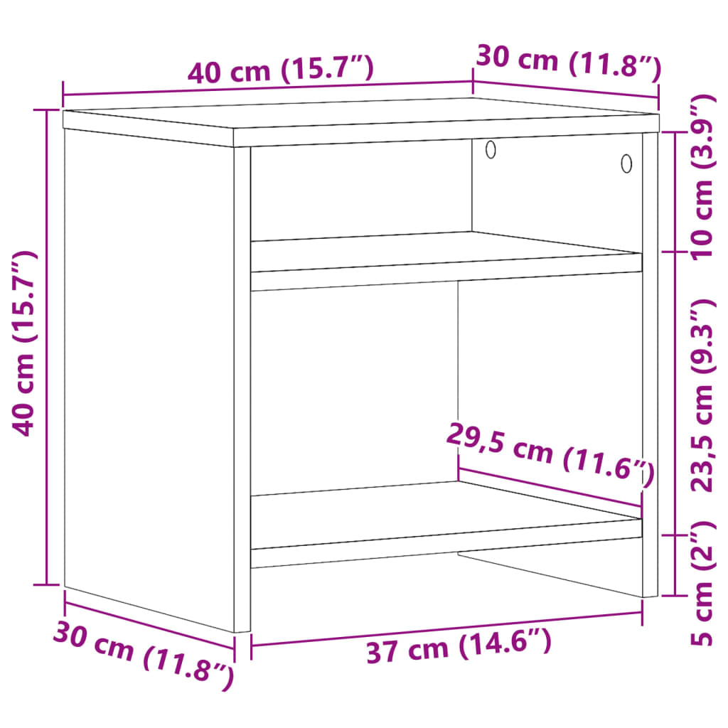 vidaXL Κομοδίνα 2 τεμ. Όψη Παλαιού Ξύλου 40x30x40 εκ. από Επεξ. Ξύλο