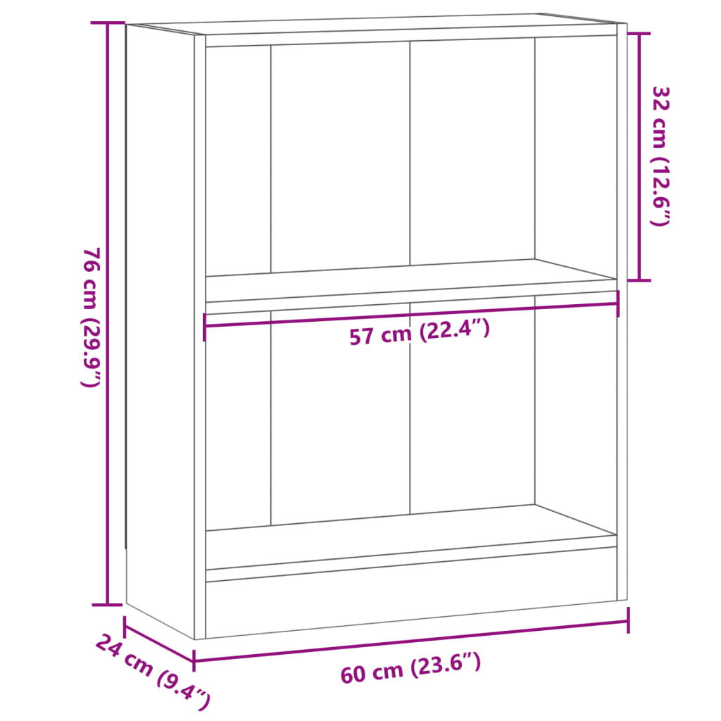 vidaXL Βιβλιοθήκη Όψη Παλαιού Ξύλου 60x24x76 εκ. Επεξεργασμένο Ξύλο