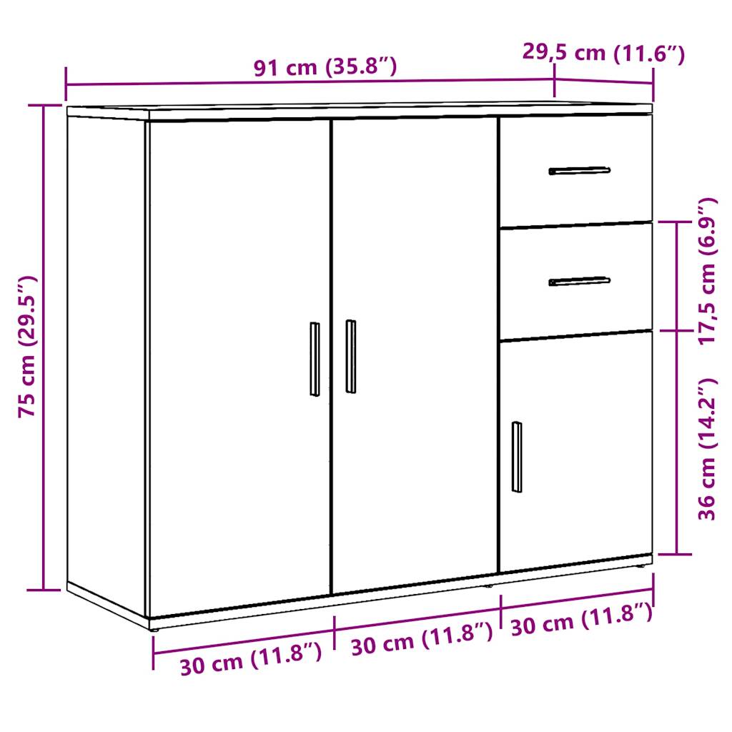 vidaXL Μπουφές Όψη Παλαιού Ξύλου 91x29,5x75 εκ. Επεξεργασμένο Ξύλο
