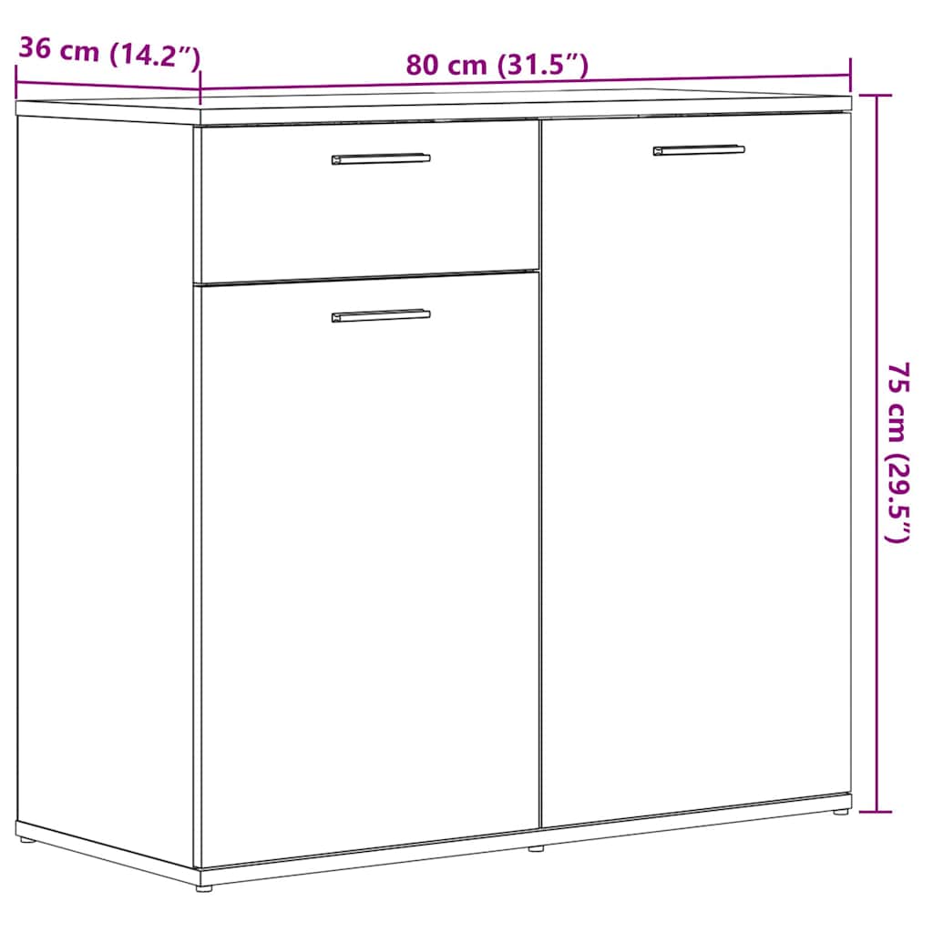 vidaXL Ντουλάπι με Συρτάρι Παλιό Ξύλο 80 x 36 x 75 εκ. από Μοριοσανίδα