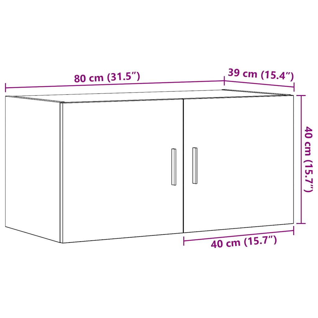vidaXL Ντουλάπι Τοίχου Αρτισιανή Δρυς 80x39x40 εκ. Επεξεργασμένο Ξύλο