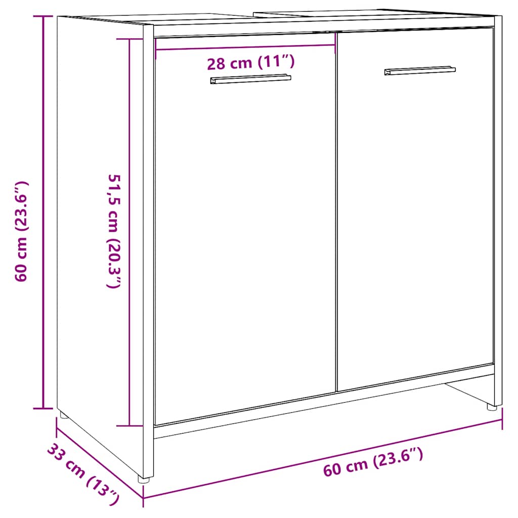 vidaXL Ντουλάπι Νιπτήρα Μπάνιου Μπετόν Γκρι 60x33x60 εκ. Επεξ. Ξύλο