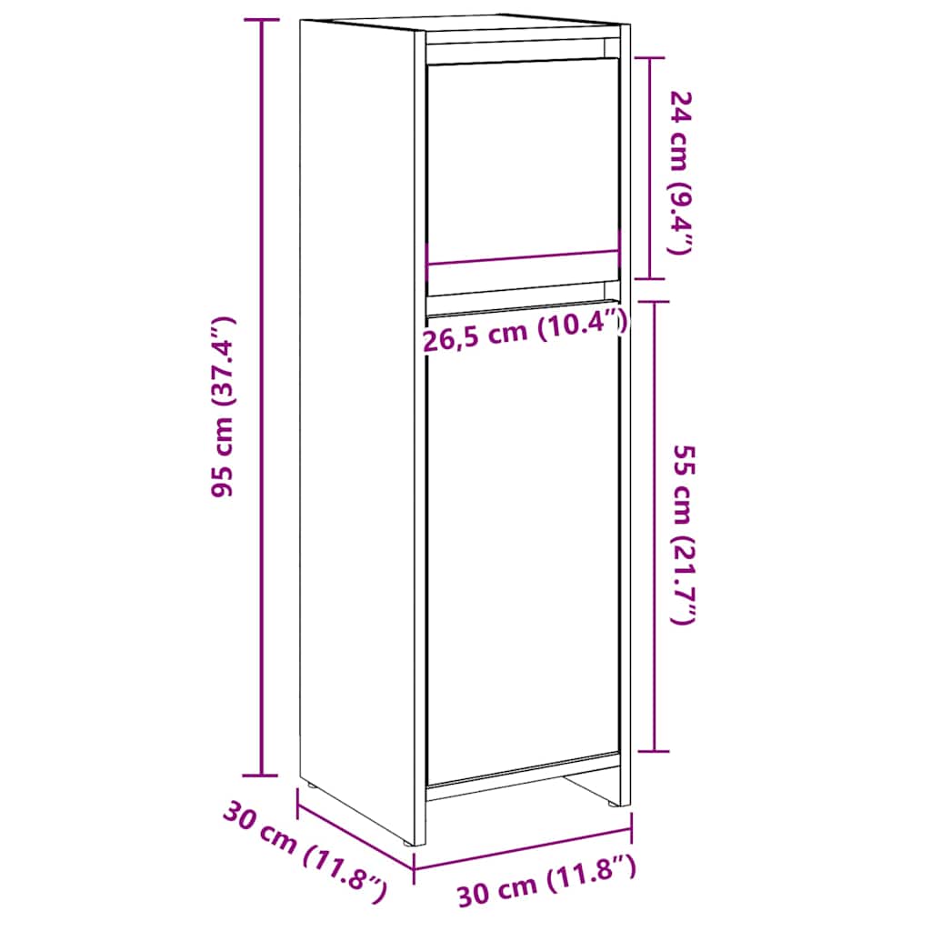 vidaXL Στήλη Μπάνιου Γκρι Σκυροδέματος 30x30x95 εκ. Επεξεργασμένο Ξύλο