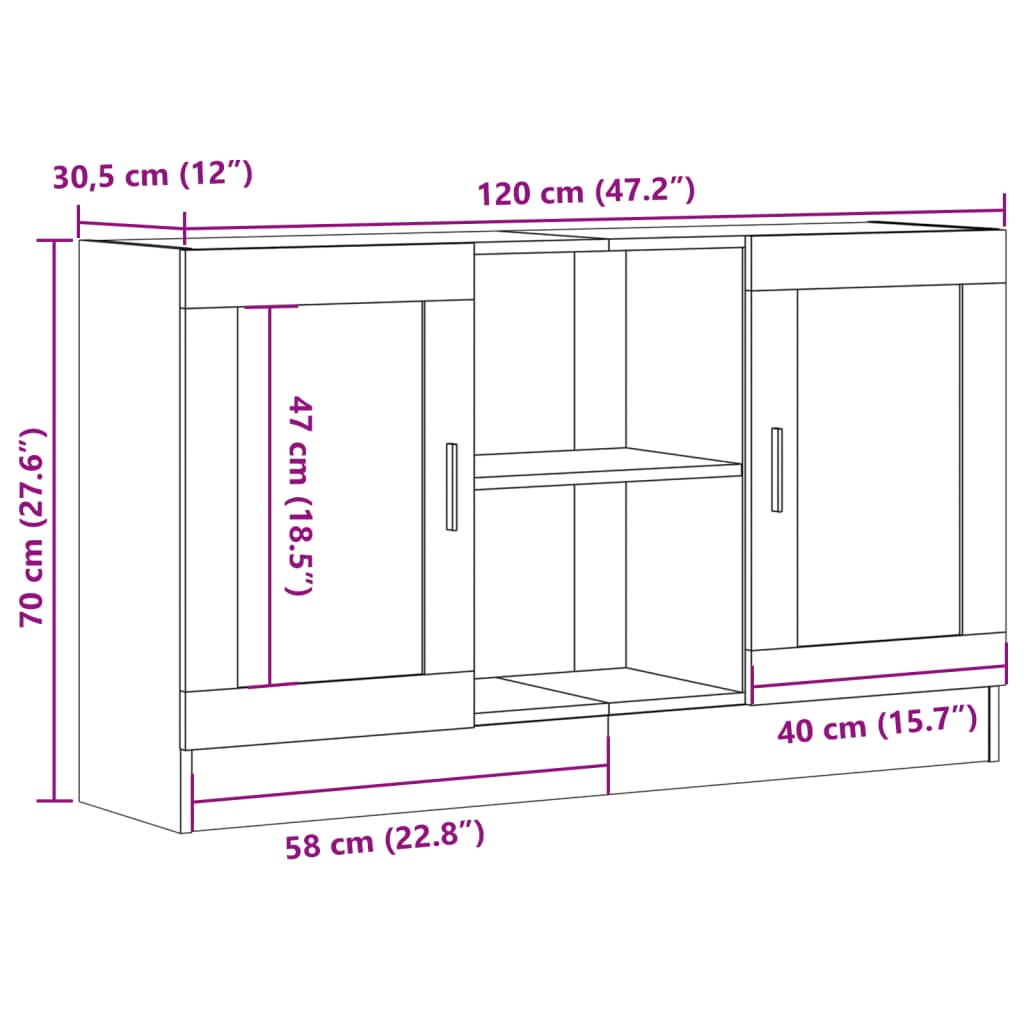 vidaXL Μπουφές Όψη Παλαιού Ξύλου 120x30,5x70 εκ. Επεξεργασμένο Ξύλο