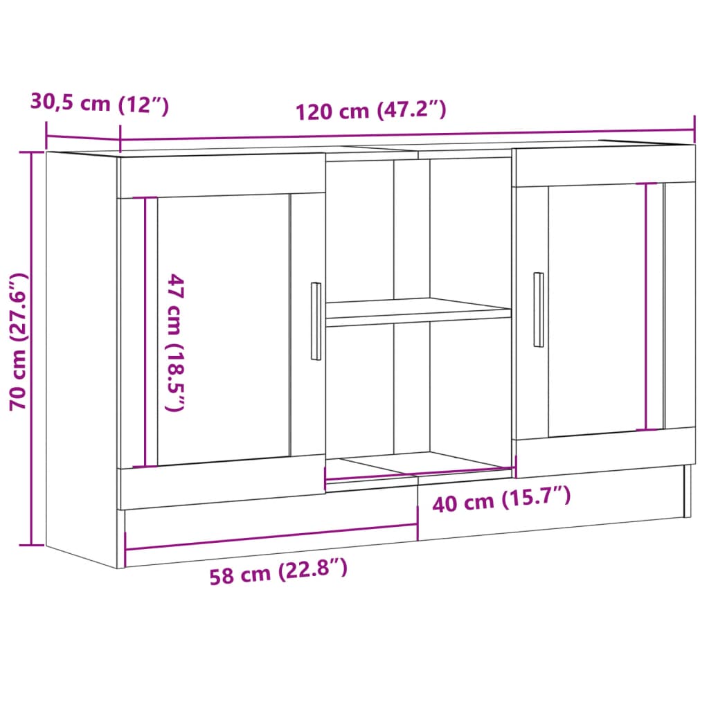 vidaXL Μπουφές Όψη Παλαιού Ξύλου 120x30,5x70 εκ. Επεξεργασμένο Ξύλο