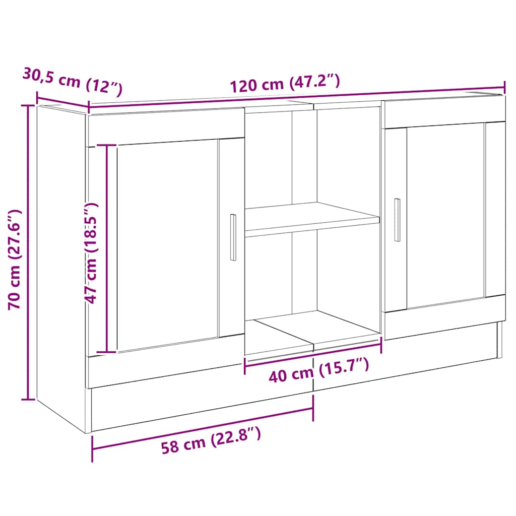 vidaXL Μπουφές Αρτισιανή Δρυς 120x30,5x70εκ. από Επεξεργασμένο Ξύλο