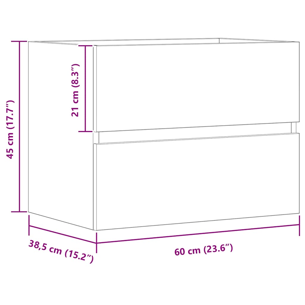 vidaXL Ντουλάπι Μπάνιου Αρτισιανή Δρυς 60x38,5x45 εκ. Επεξ. Ξύλο
