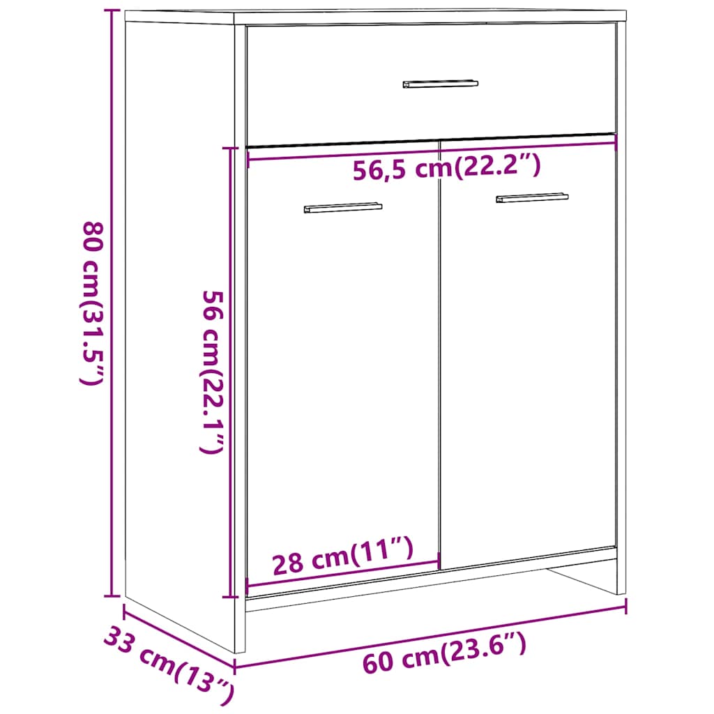 vidaXL Ντουλάπι Μπάνιου Όψη Παλαιού Ξύλου 60x33x80 εκ. από Επεξ. Ξύλο