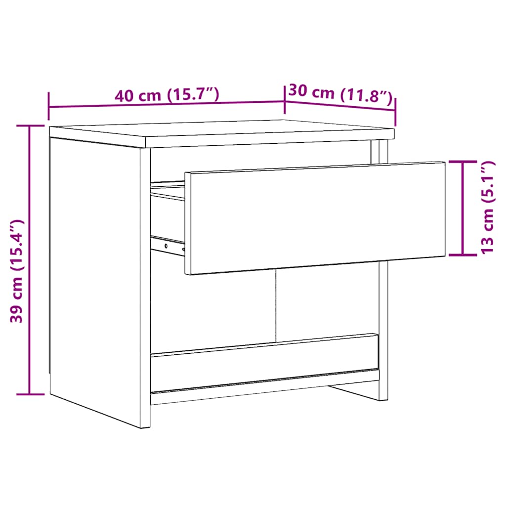 vidaXL ντουλάπι κομοδίνου Παλιό ξύλο 40x30x39 cm Κατασκευασμένο ξύλο