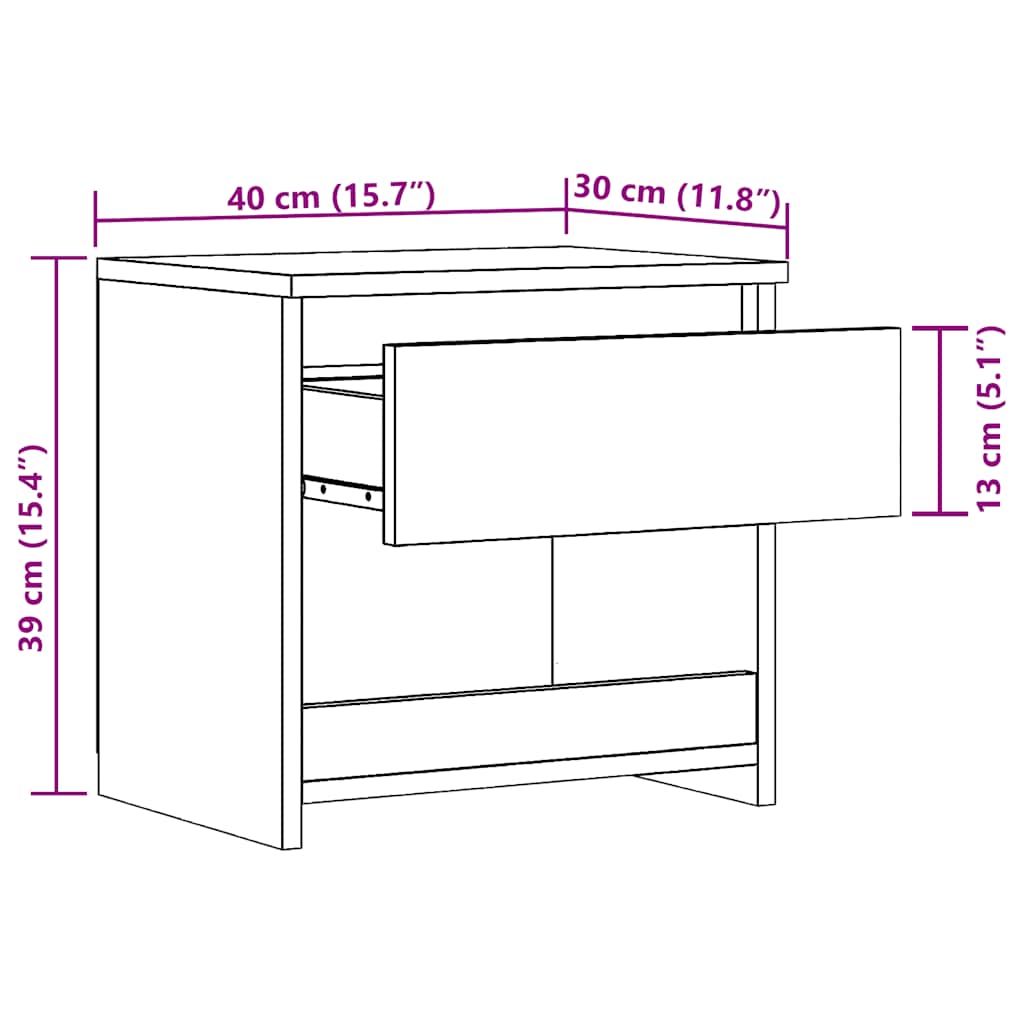 vidaXL Κομοδίνα 2 τεμάχια Artisan Oak 40x30x39 cm Κατασκευασμένο ξύλο