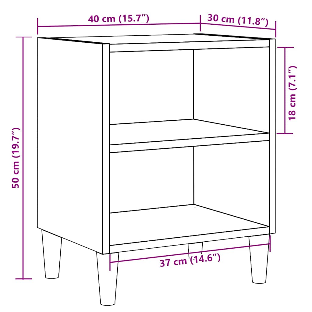vidaXL ντουλάπι κομοδίνου Παλιό ξύλο 40x30x50 cm Κατασκευασμένο ξύλο