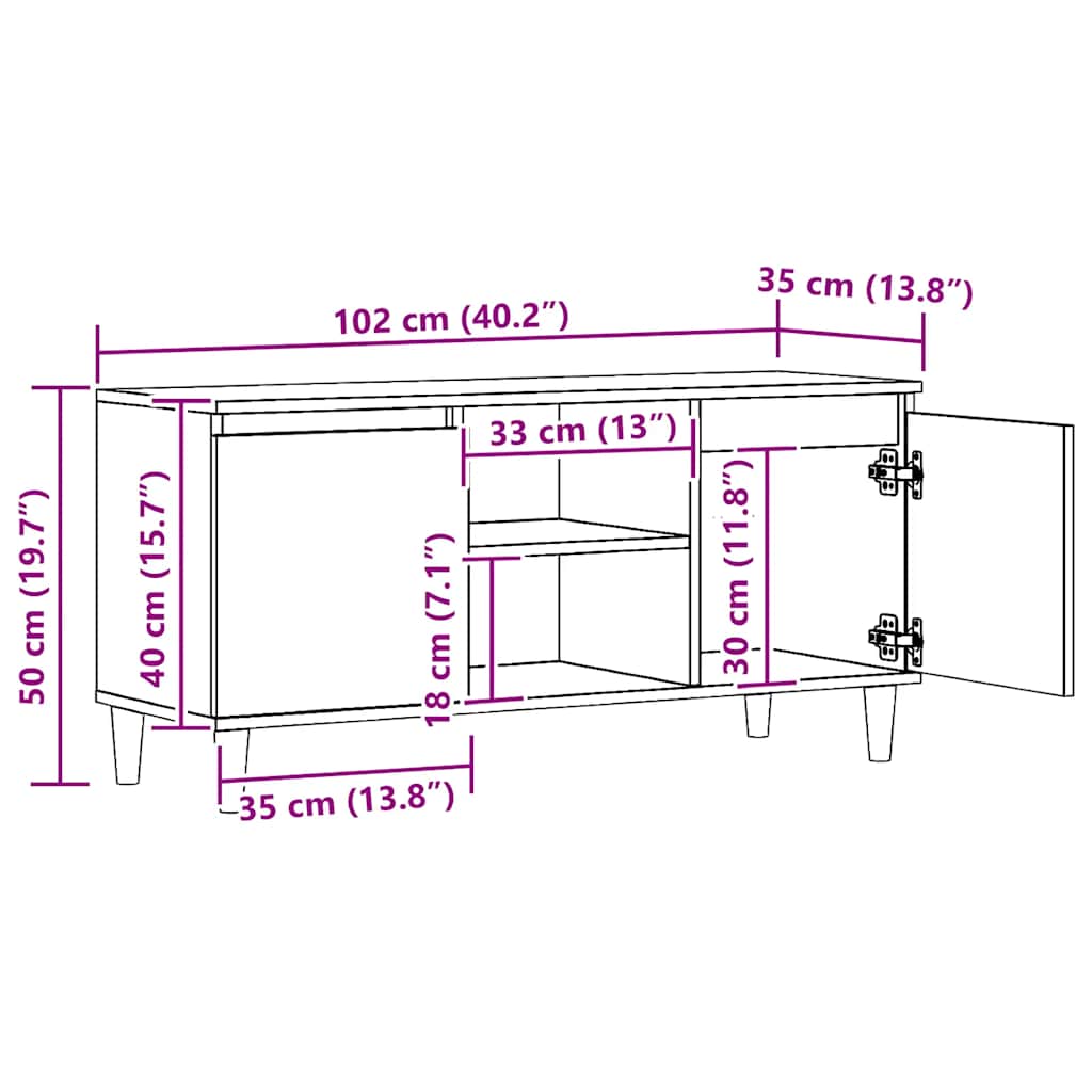 vidaXL Έπιπλο Τηλεόρασης Αρτισιανή Δρυς 102x35x50 εκ από Επεξεργ. Ξύλο