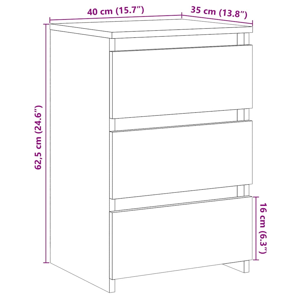 vidaXL Κομοδίνο παλιό ξύλο 40x35x62,5 cm Κατασκευασμένο ξύλο
