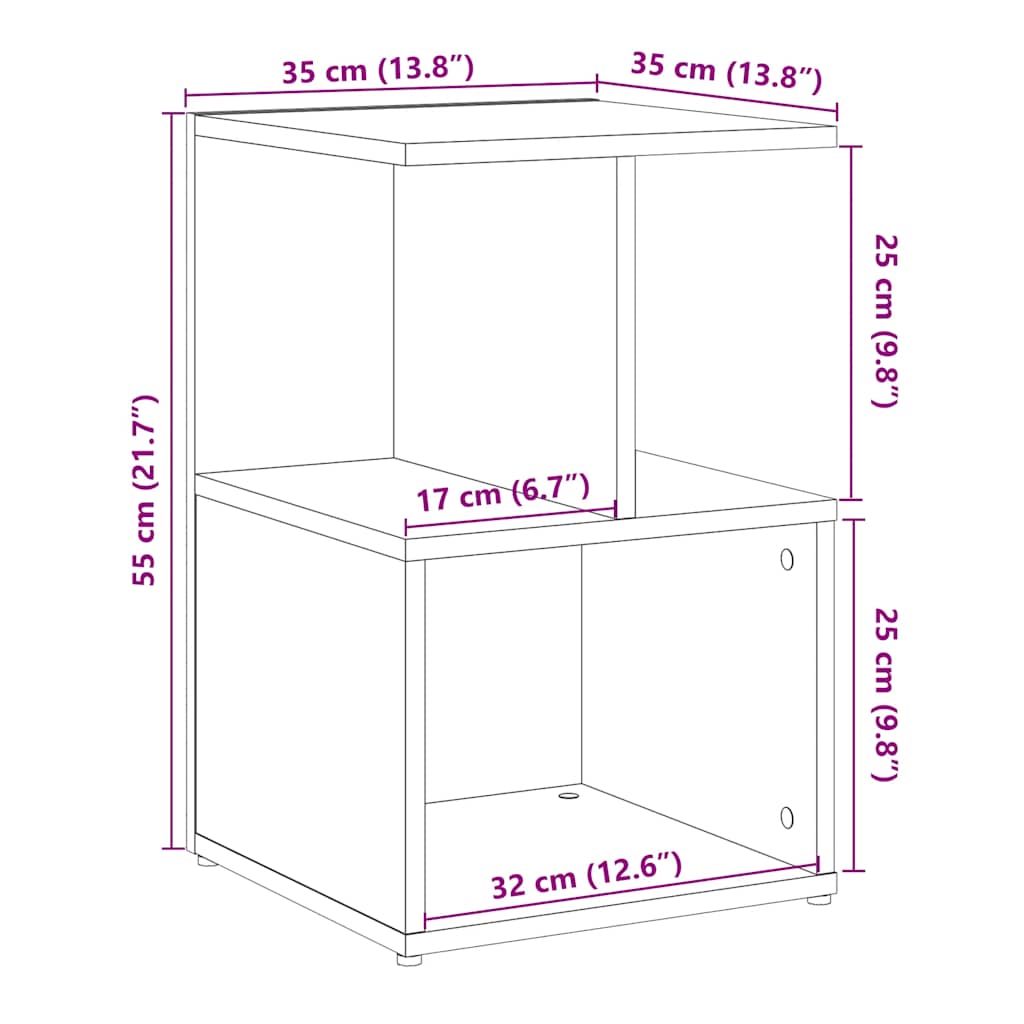 vidaXL Κομοδίνα 2 τεμάχια Παλιό ξύλο 35x35x55 cm Κατασκευασμένο ξύλο