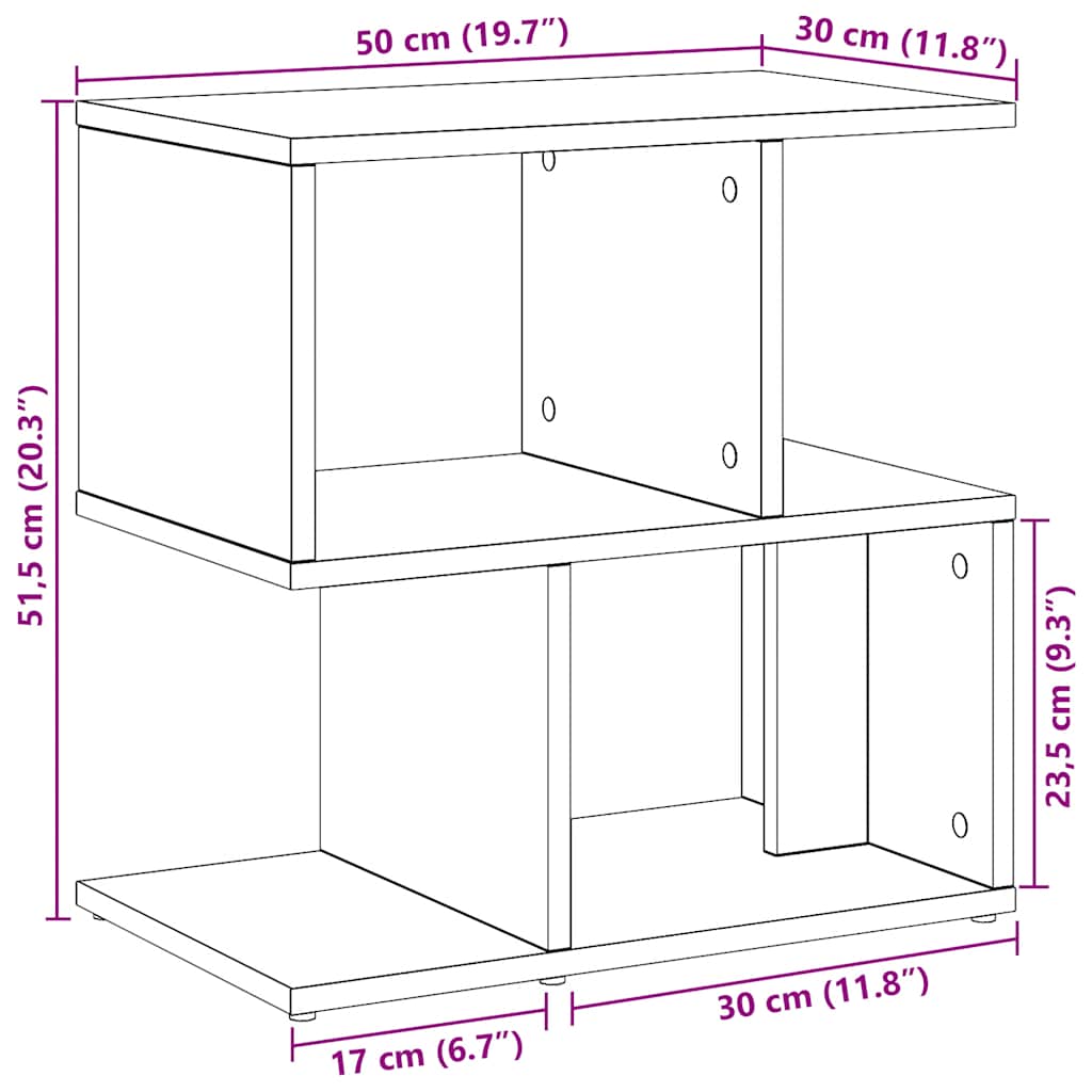 vidaXL Κομοδίνα 2 τεμ Artisan Oak 50x30x51,5 cm Κατασκευασμένο ξύλο