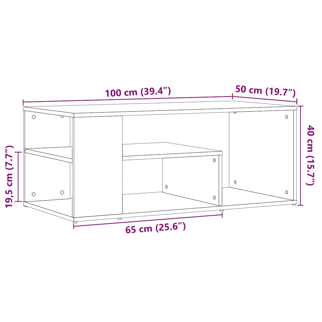 vidaXL Τραπεζάκι σαλονιού Παλιό ξύλο 100x50x40 cm Κατασκευασμένο ξύλο