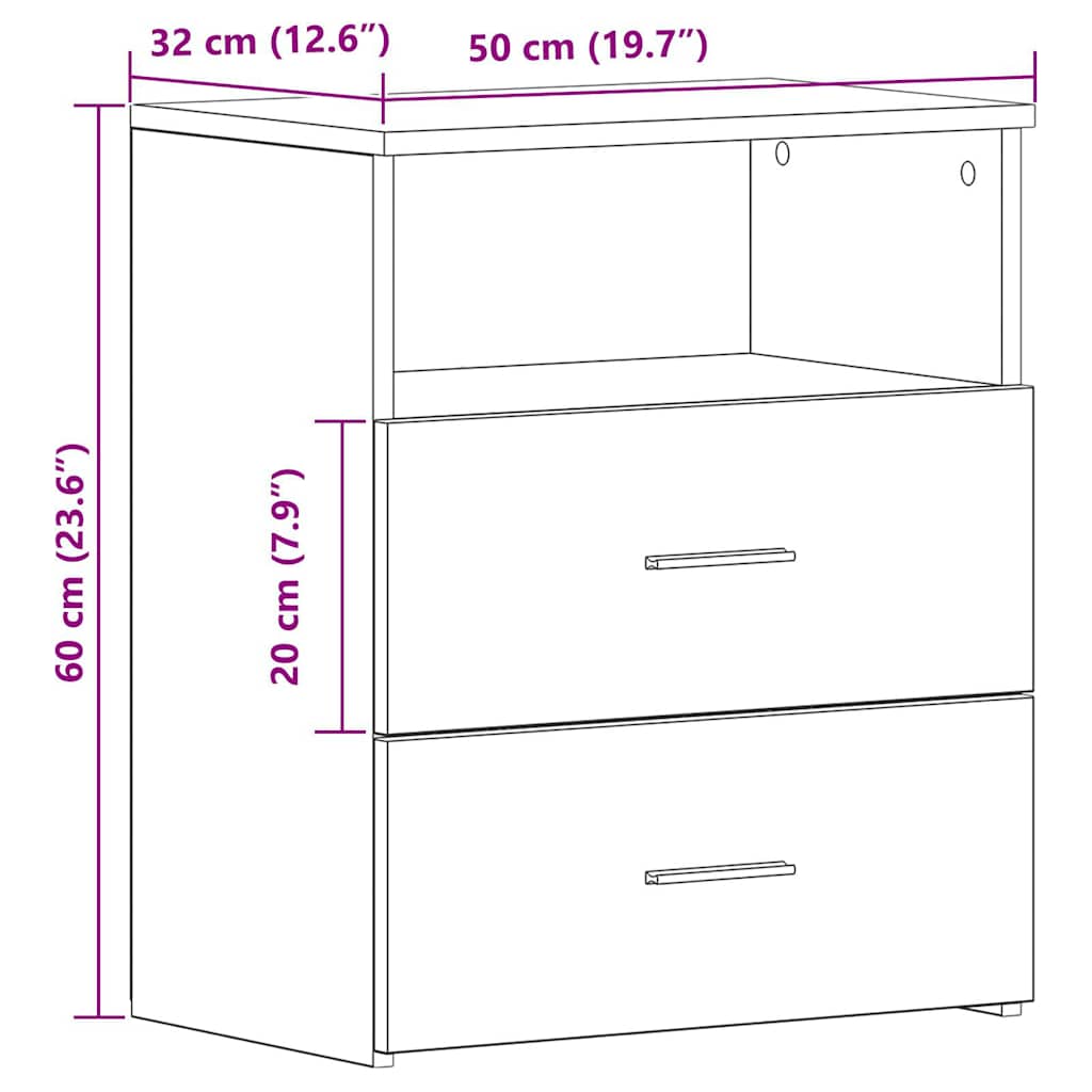 vidaXL Κομοδίνα 2 τεμ. Όψη Παλαιού Ξύλου 50x32x60 εκ. από Επεξ. Ξύλο