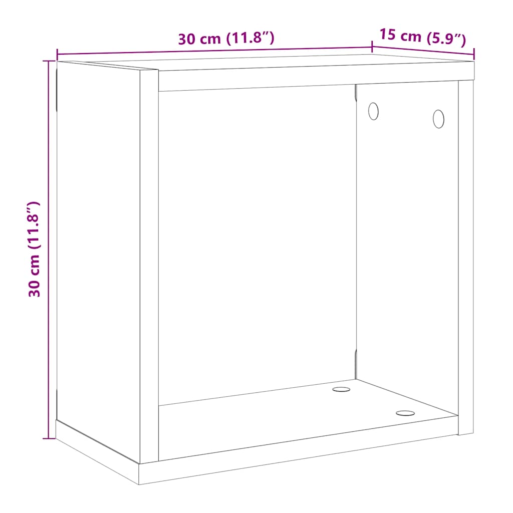 vidaXL Ράφια Τοίχου Κύβοι 6 τεμ. Αρτισιανή Δρυς 30x15x30 εκ Επεξ. Ξύλο