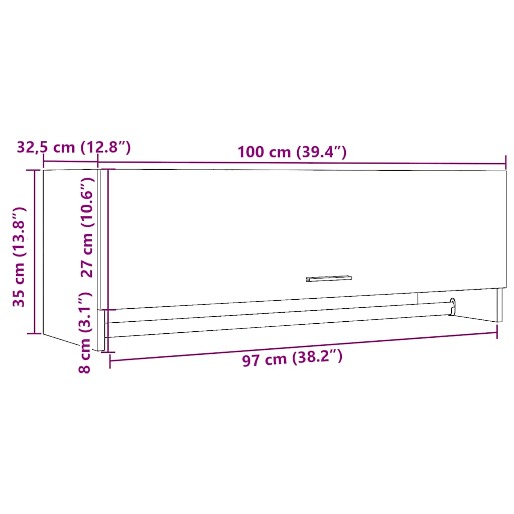 vidaXL Ντουλάπα Παλαιό ξύλο 100x32,5x35 cm Ξύλινο μηχανουργικό ξύλο