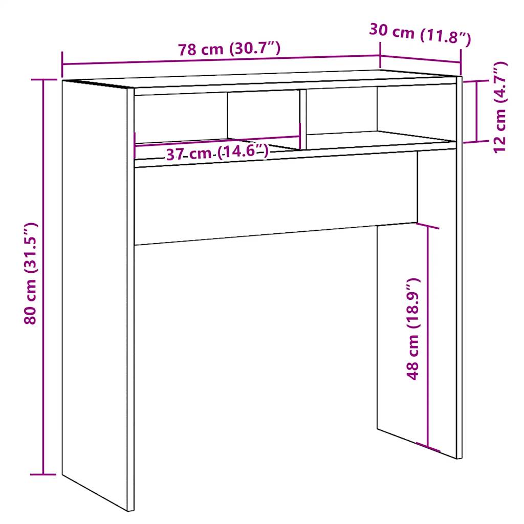 vidaXL Τραπεζάκι Κονσόλα Παλιό Ξύλο 78 x 30 x 80 εκ. από Μοριοσανίδα