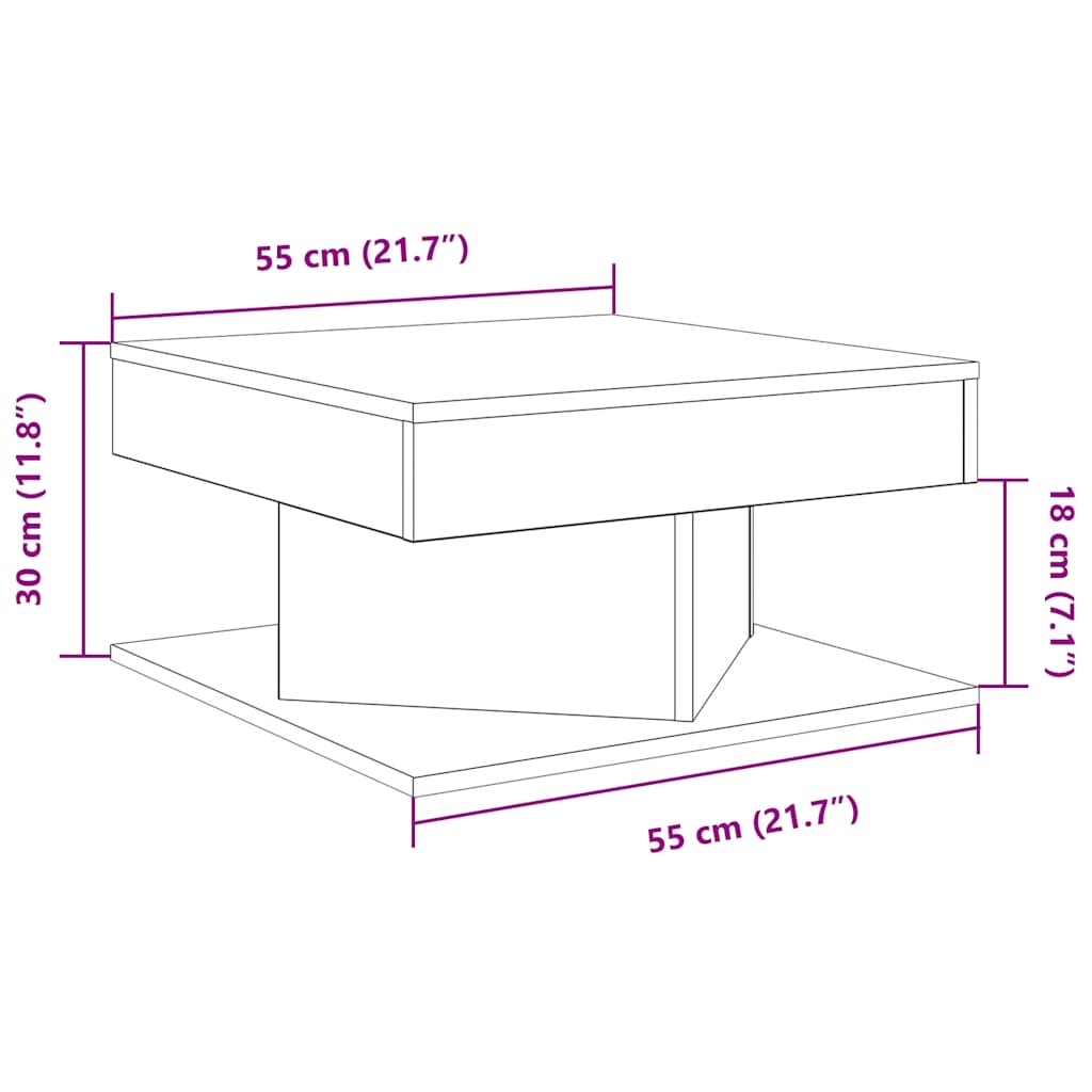 vidaXL Τραπεζάκι Σαλονιού τεχνίτης Δρυς 55x55x30 εκ Επεξεργασμένο Ξύλο