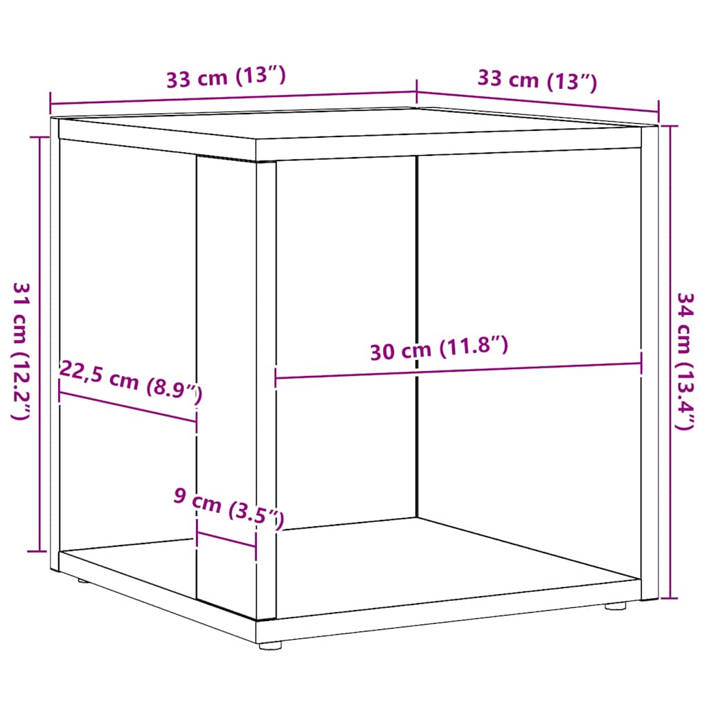 vidaXL Βοηθητικό Τραπέζι Αρτισιανή Δρυς 33x33x34 εκ. Επεξ. Ξύλο