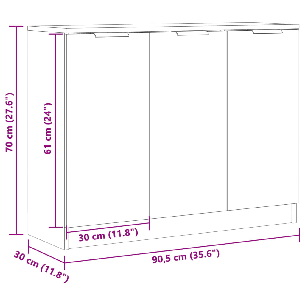 vidaXL Ντουλάπι Παλιό Ξύλο 90,5x30x70 εκ. από Επεξεργασμένο Ξύλο