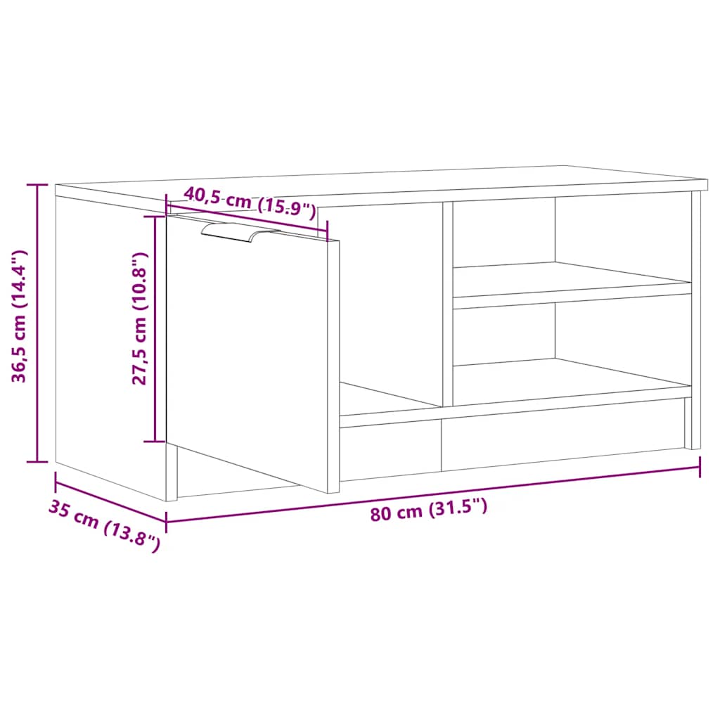 ντουλάπι τηλεόρασης vidaXL Παλιό ξύλο 80x35x36,5cm Κατασκευασμένο ξύλο