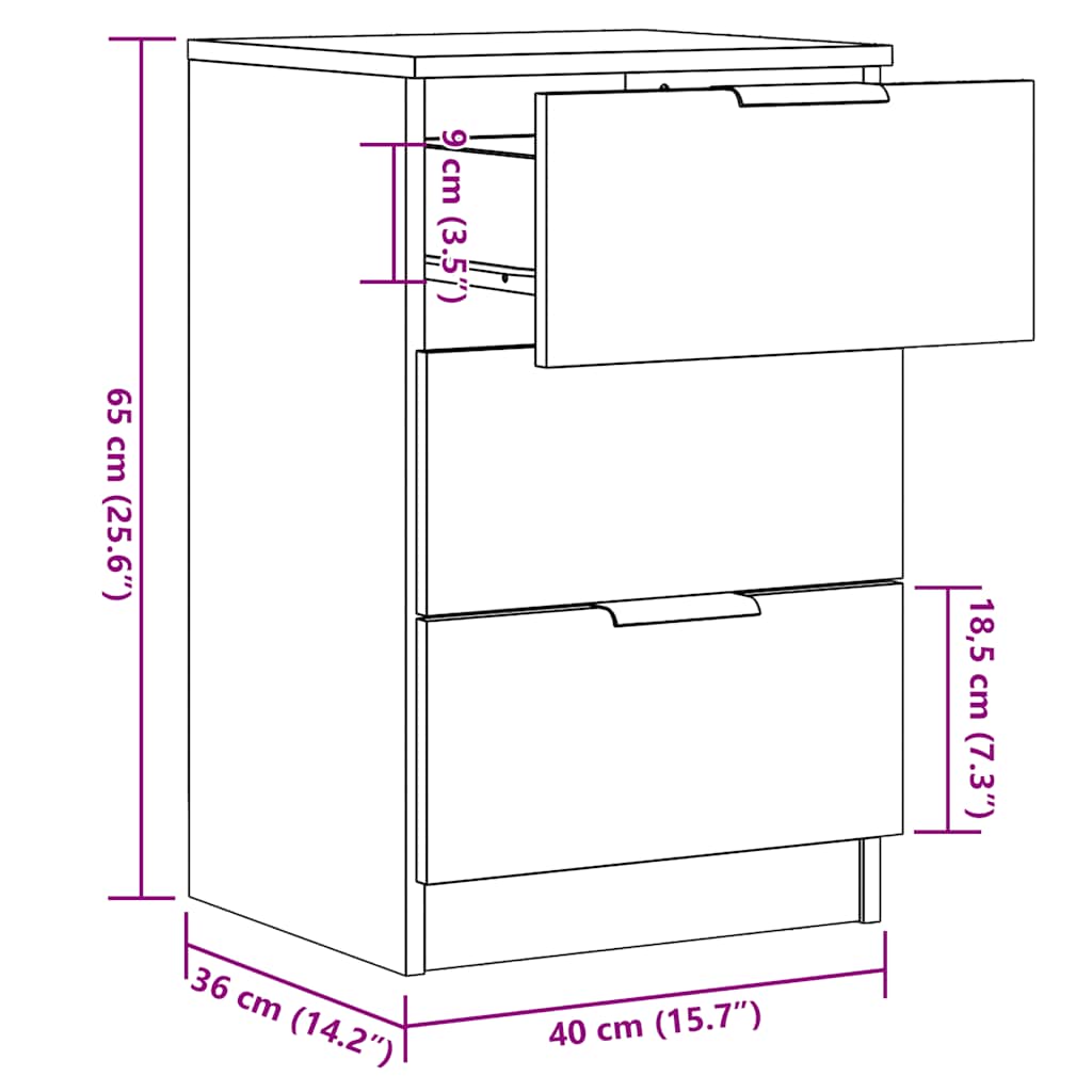 vidaXL Κομοδίνο Όψη Παλαιού Ξύλου 40x36x65 εκ. από Επεξ. Ξύλο