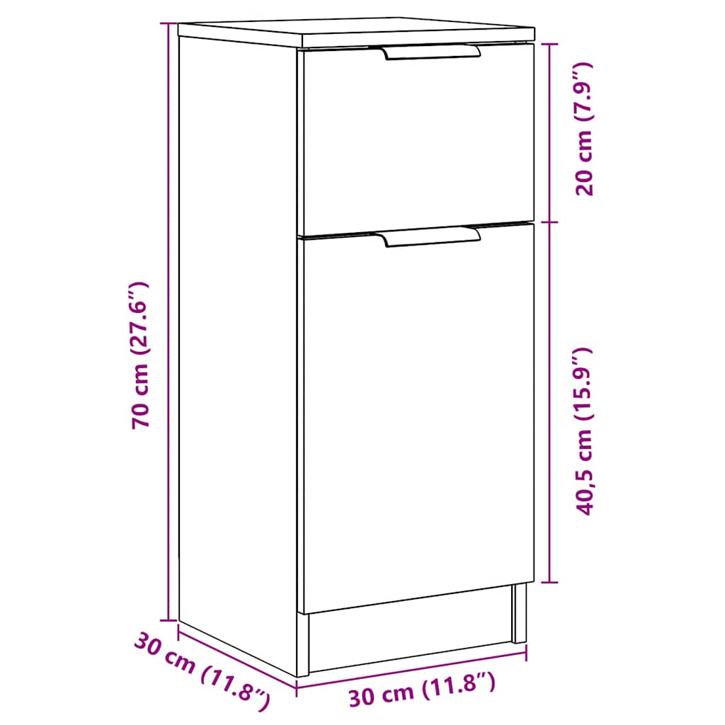 vidaXL Ντουλάπι τεχνίτης Δρυς 30 x 30 x 70 εκ. από Επεξεργασμένο Ξύλο