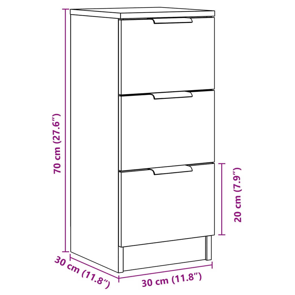 vidaXL Ντουλάπια 2 τεμ. Παλαιό ξύλο 30 x 30 x 70 εκ Επεξεργασμένο Ξύλο