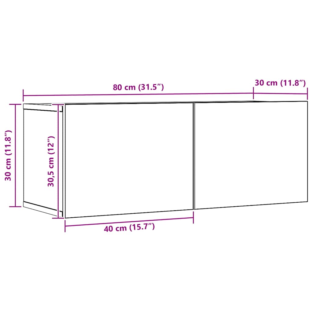 vidaXL 2 τεμαχίων σετ επίτοιχου ντουλαπιού τηλεόρασης Αρτιζιακή δρυς