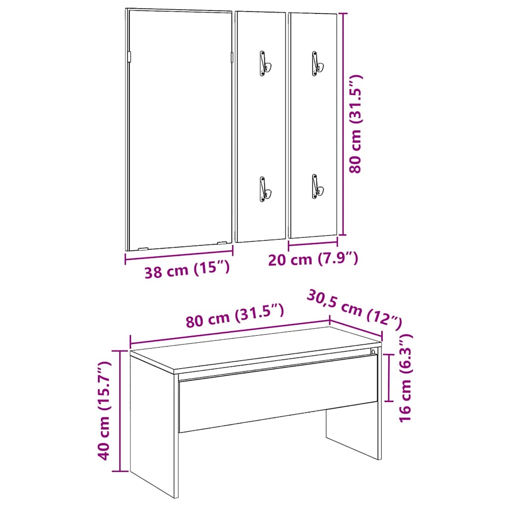 vidaXL σετ επίπλων διαδρόμου Artisan Oak Engineered Wood