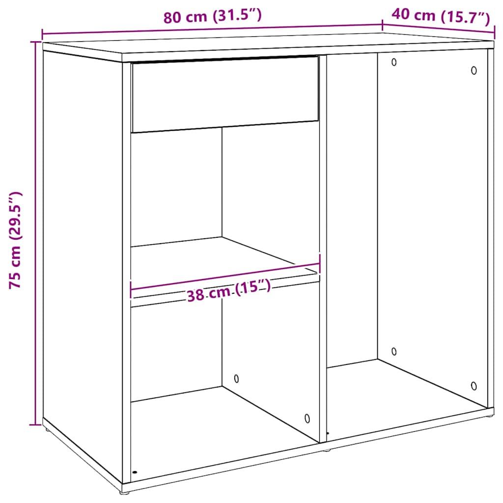 vidaXL Ντουλάπι καλλυντικών Artisan Oak 80x40x75cm Κατασκευασμένο ξύλο