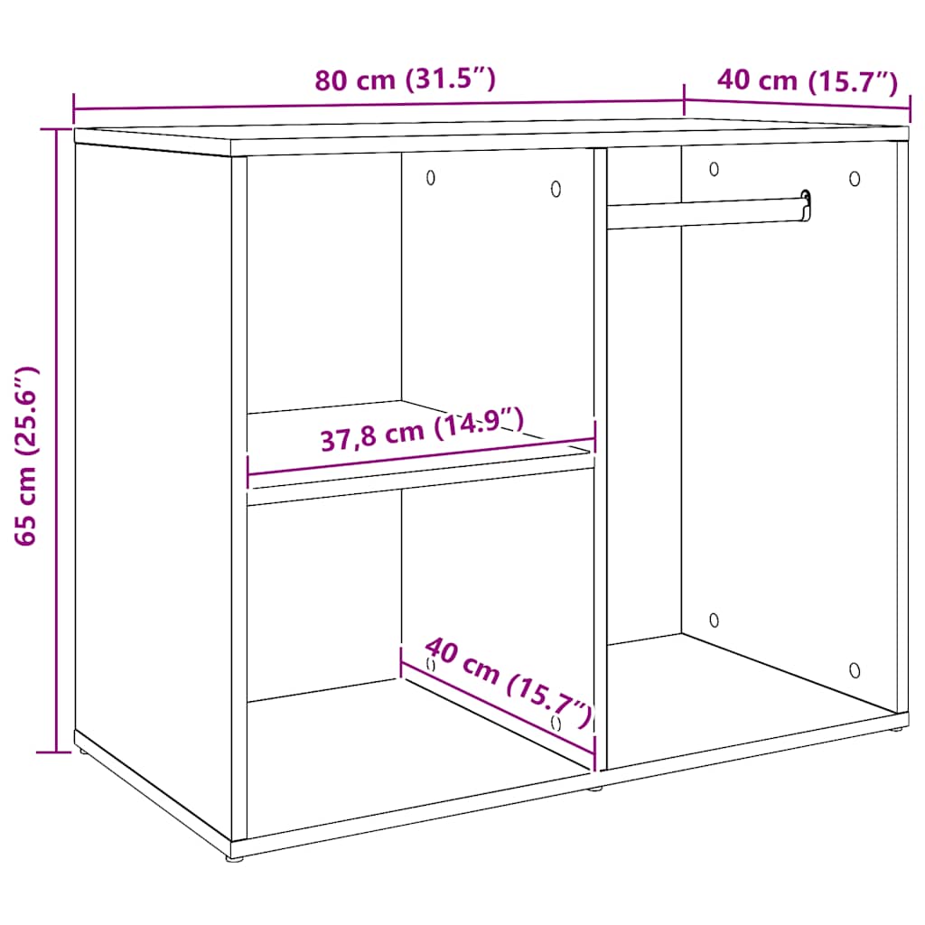 vidaXL Ντουλάπι ντύσιμο Artisan δρυς 80x40x65 cm Κατασκευασμένο ξύλο