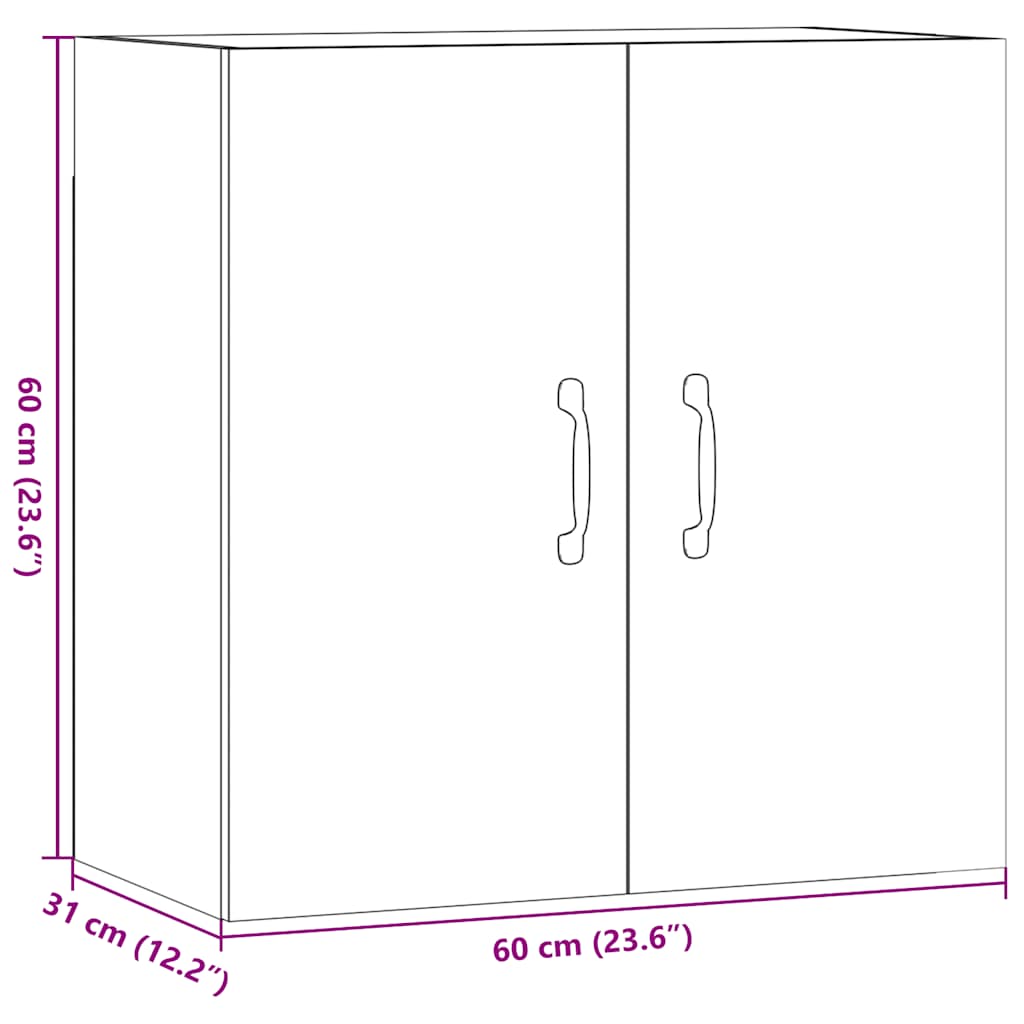 vidaXL Ντουλάπι Τοίχου Όψη Παλαιού Ξύλου 60x31x60εκ Επεξεργασμένο Ξύλο