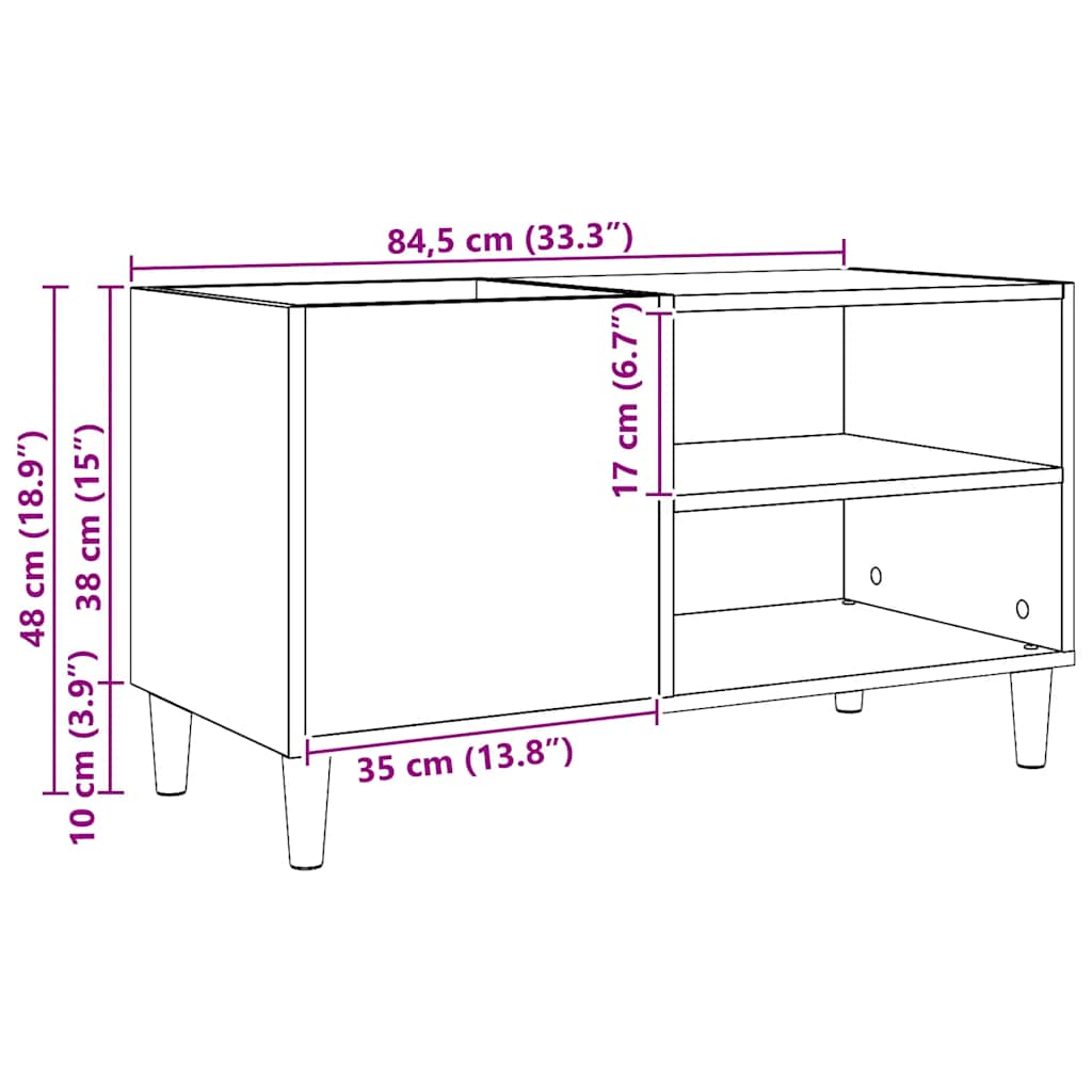 ντουλάπι δίσκων vidaXL Δρυς τεχνίτης 84,5x38x48 cm Κατασκευασμένο ξύλο
