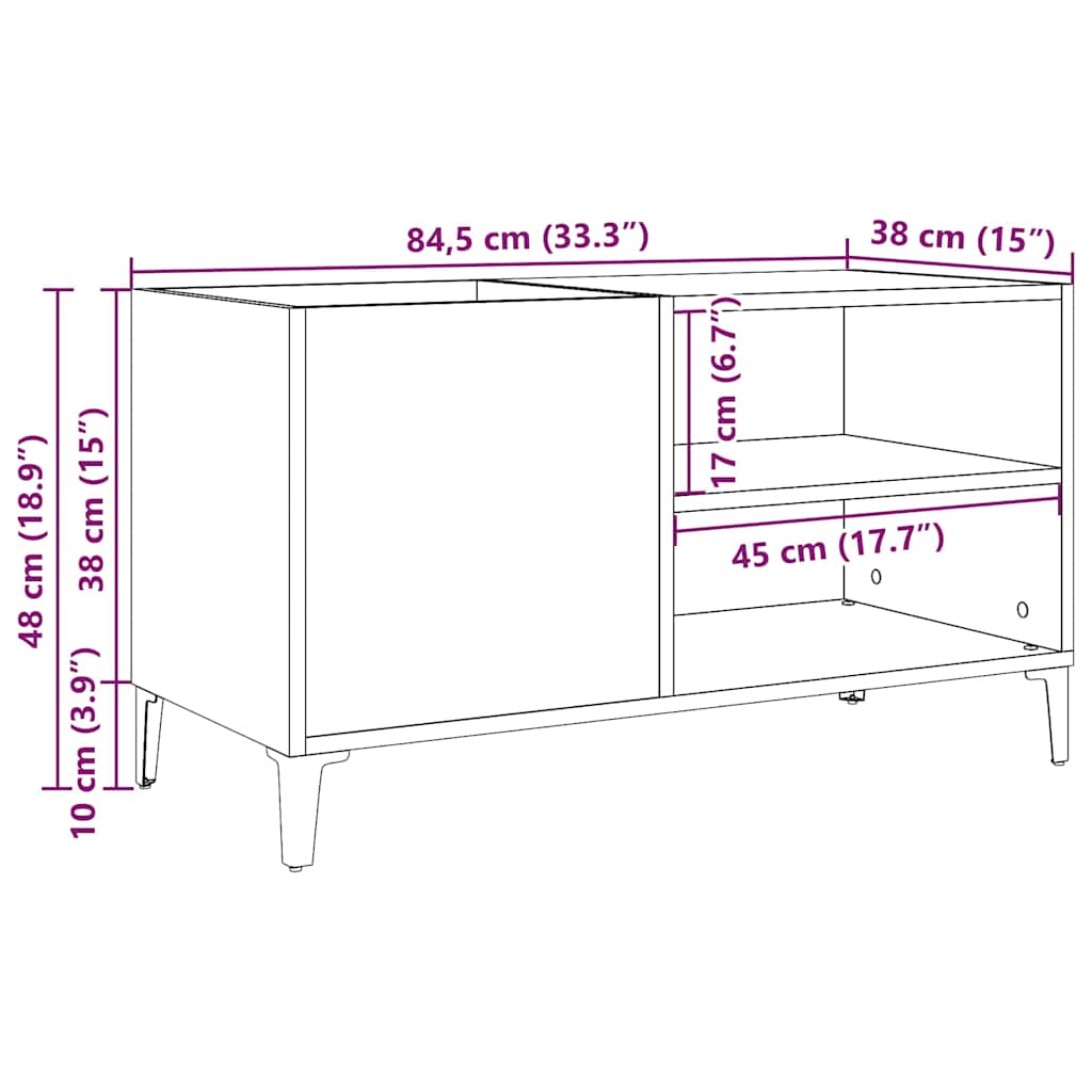 vidaXL Δισκοθήκη Παλιό Ξύλο 84,5 x 38 x 48 εκ. από Επεξεργασμένο Ξύλο