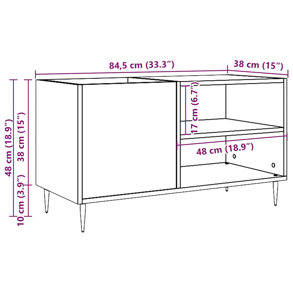 vidaXL Δισκοθήκη Παλιό Ξύλο 84,5 x 38 x 48 εκ. από Επεξεργασμένο Ξύλο
