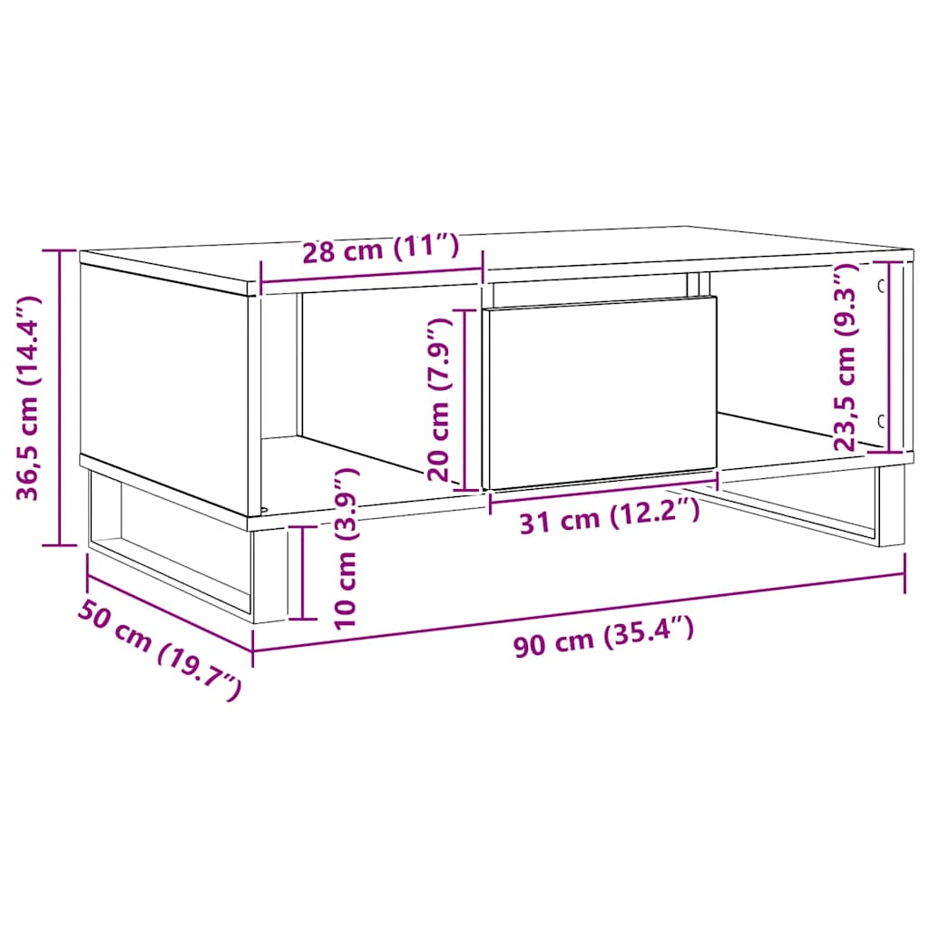 vidaXL Δισκοθήκη Δρυς τεχνίτης 84,5x38x48 εκ. από Επεξεργασμένο Ξύλο