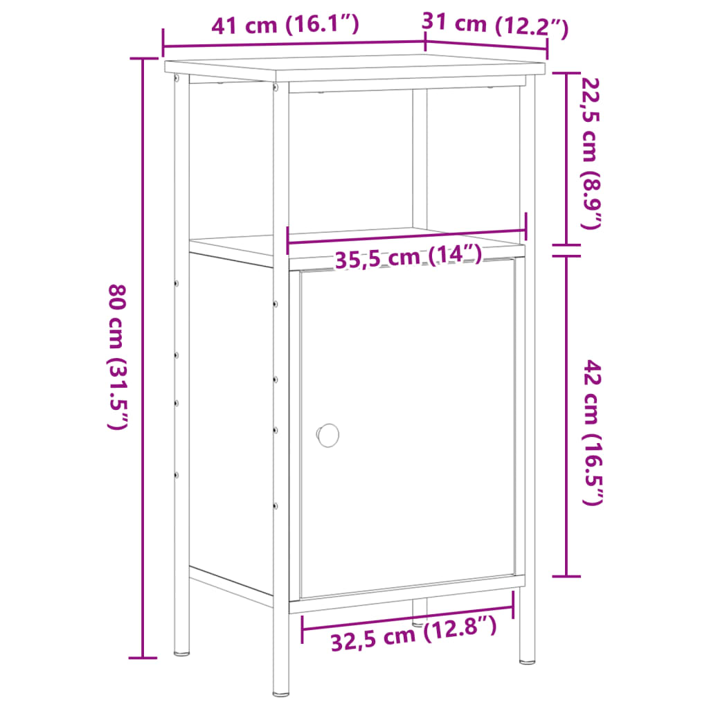 vidaXL ντουλάπι κομοδίνου Παλιό ξύλο 41x31x80 cm Κατασκευασμένο ξύλο