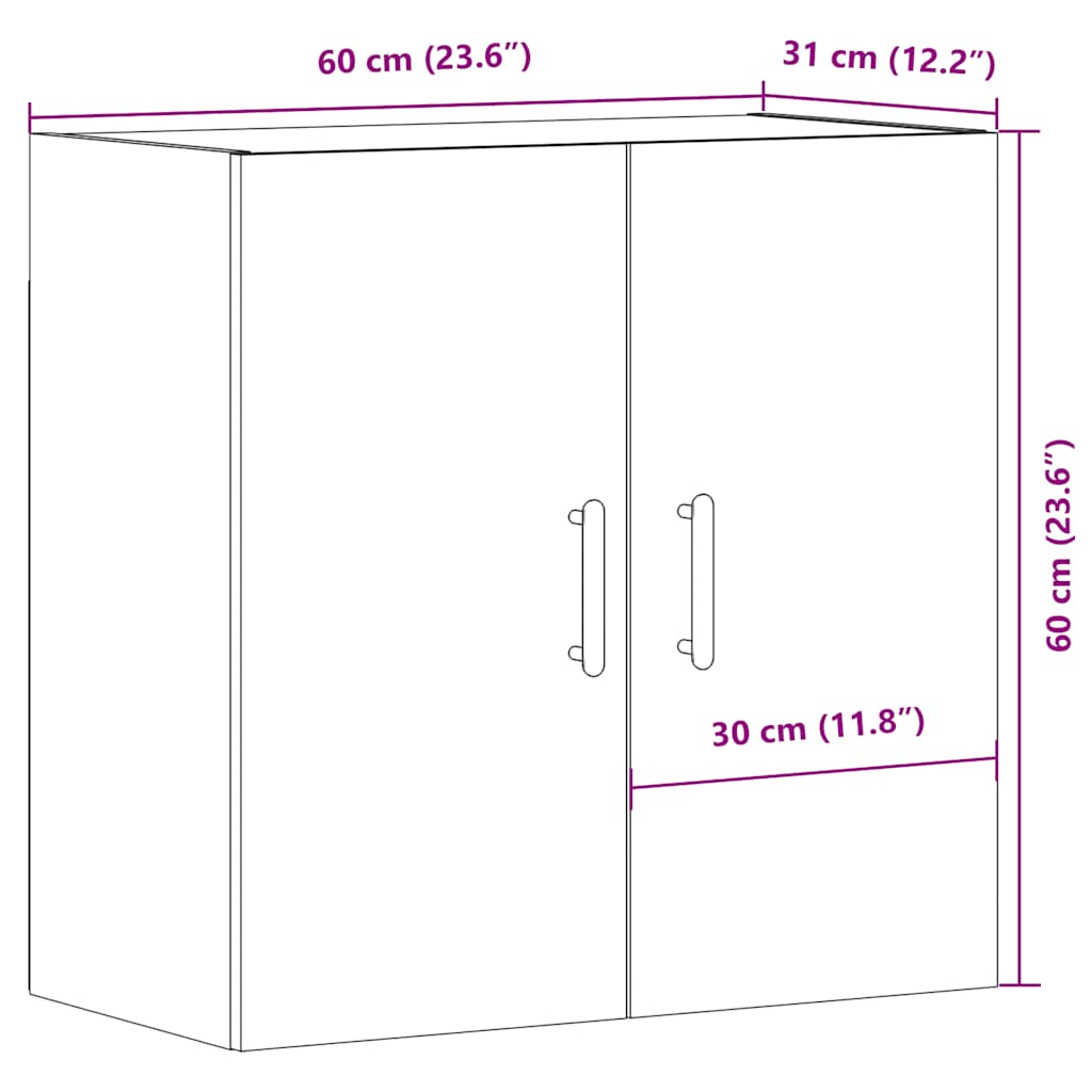 vidaXL Ντουλάπι Τοίχου Όψη Παλαιού Ξύλου 60x31x60εκ Επεξεργασμένο Ξύλο