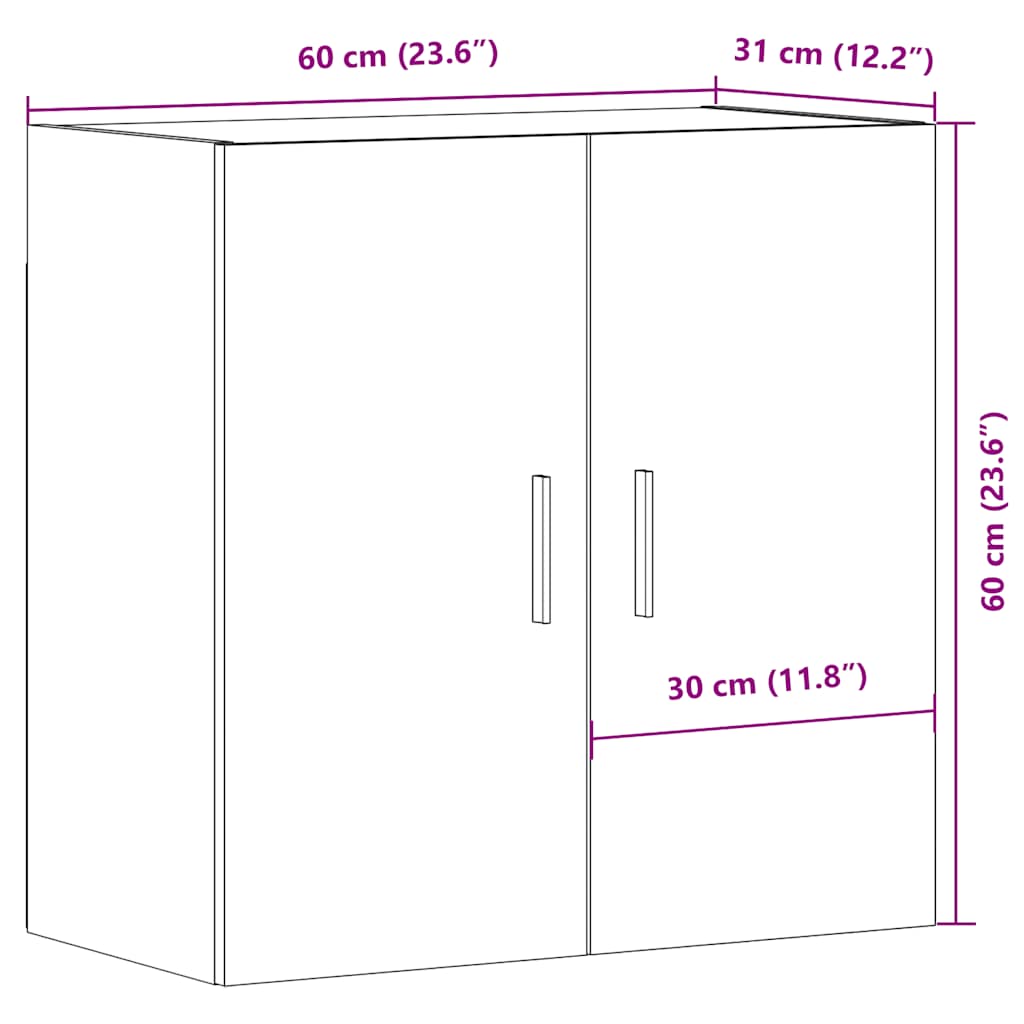 vidaXL Ντουλάπι Τοίχου Όψη Παλαιού Ξύλου 60x31x60εκ Επεξεργασμένο Ξύλο