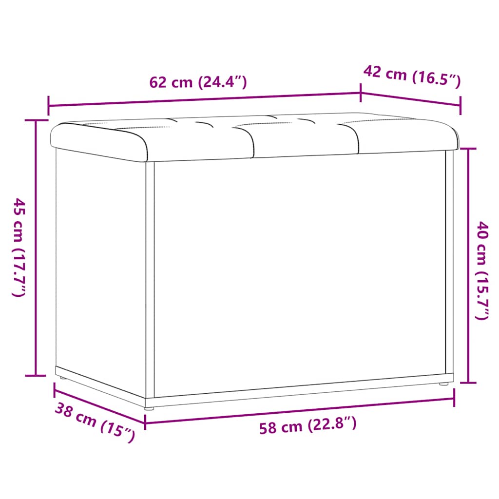 Πάγκος αποθήκευσης vidaXL Παλιό ξύλο 62x42x45 cm Κατασκευασμένο ξύλο