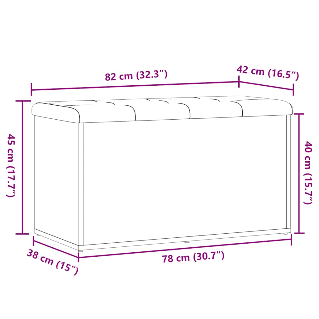Πάγκος αποθήκευσης vidaXL Παλαιό ξύλο 82x42x45 cm Κατασκευασμένο ξύλο
